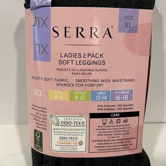 NWT XL (16-18) Women 2 PK Leggings Serra Brown Blue Soft Wide Waist Stretch - Picture 3 of 5